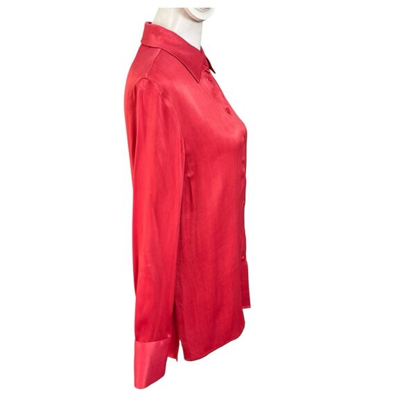 Atoir Satin Button Down Blouse Red Long Sleeve Women’s Size XS - Picture 2 of 7
